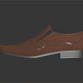Brown Leather Slip on Shoes with Black Sole and Simple Classic Design