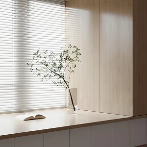 modern venetian blinds bay window bedroom curtain 3d model