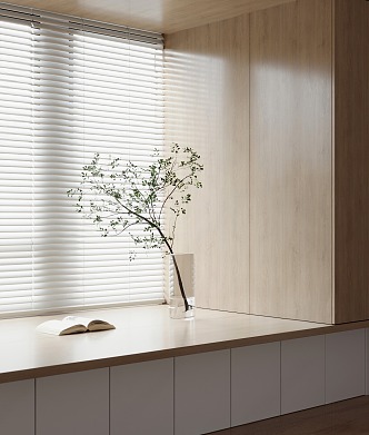 modern venetian blinds bay window bedroom curtain 3d model