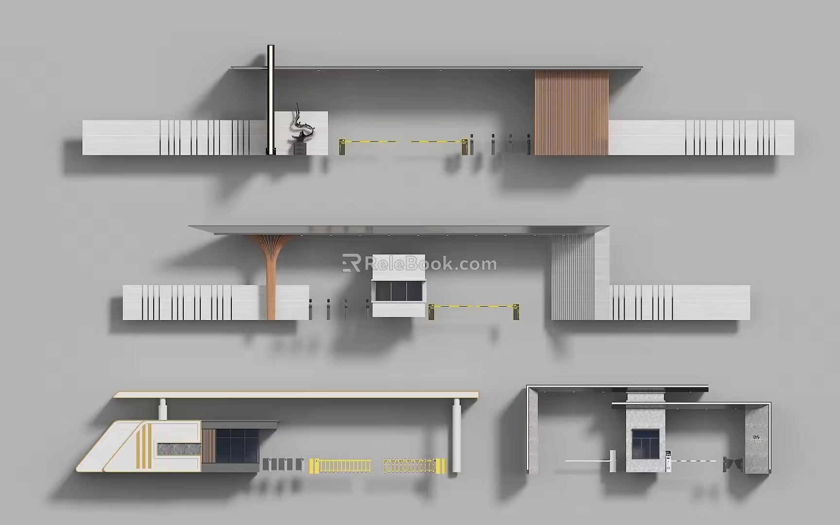 Modern Gate Entrance Gate Guard Security Pavilion 3d model