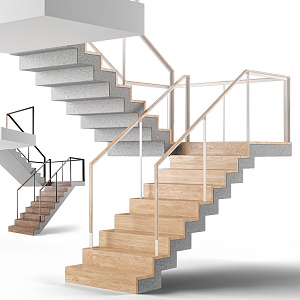 Modern Stairs Corner Stairs Combination Wood Stairs 3d model