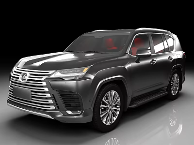Luxury Dark Gray Lexus SUV With Modern Design Red Interior And Alloy Wheels 3d model