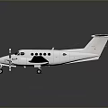 Small White Twin Propeller Airplane With Fuselage Windows On Dark Background And Reflection 3d model