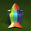 Colorful Fish Shaped Lounge Chair With Rainbow Stripes And Unique Design