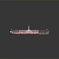 Red Football Stadium Architectural Model Design With Green Pitch And Surrounding Stands
