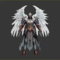 Angelic Warrior Character With White Wings And Divine Silver Gold Armor