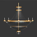 Ornate Gold And Black Mesh Chandelier With Circular Frame And Candle Shaped Holders