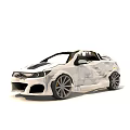 White Modified Convertible Car With Angular Lines And Large Alloy Wheels 3d model