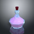 Elegant Faceted Glass Decorative Bottle With Pink Liquid And Red Cap