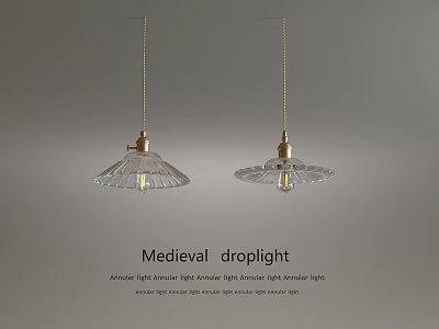 Medieval Droplight Antique Style Hanging Light With Retro Design And Glass Shade 3d model