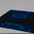 Futuristic Tech Inspired Interior With Circular Neon Lights Multiple Displays And Deep Blue Tones