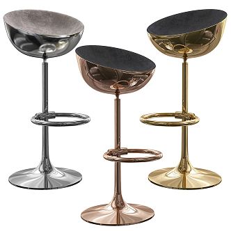 Light Luxury Bar Chair Metal Bar Chair 3d model