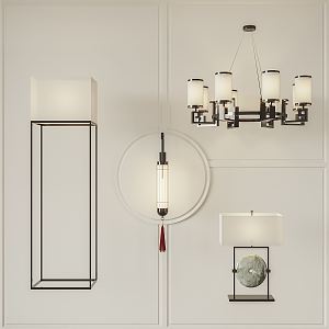 New Chinese-style Lamps Combination Chandelier Wall Lamp Table Lamp Floor Lamp Combination 3d model