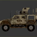 Tactical Military Armored Vehicle With Muddy Exterior Heavy Armor And Off Road Tires