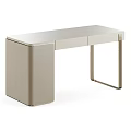 Modern Light Colored Dressing Table With Metal Frame And Open Shelf Storage 3d model