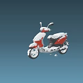 Red Scooter Style Motorcycle Covered With Snow Against Gradient Blue Background
