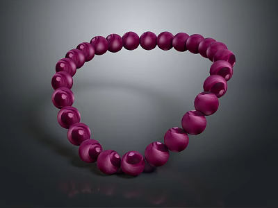 Purple Beaded Bracelet With Smooth Round Shiny Beads As Fashionable Accessory 3d model