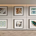 Modern Interior Wall Art With Six Framed Varied Abstract Pattern Paintings