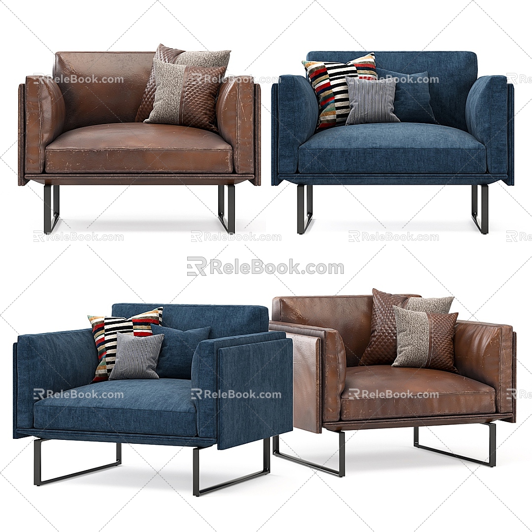 Modern Leather Fabric Single Sofa 3d model