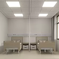 Hospital Ward Interior With Two Beds Bedside Tables Windows And Ceiling Lights