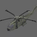 Military Green Helicopter With Large Rotors And Transport Aircraft Design