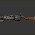Mechanical Weapon With Industrial Style Metal Structure And Wooden Grip Design