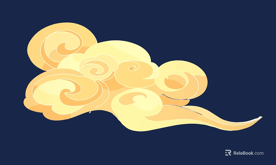 Yellow Cloud Pattern Wall Decor on Dark Blue Background for Home Decoration 3d model 