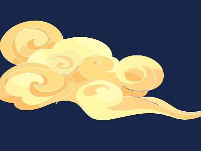 Yellow Cloud Pattern Wall Decor on Dark Blue Background for Home Decoration 3d model