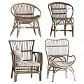 Stylish Rattan Leisure Chairs Showcasing Different Designs Armrests And Plush Cushions