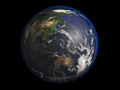 Detailed Earth View From Space Showing Blue Planet And Cosmic Background 3d model