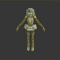Futuristic Game Movie Robot Character with Gray Armor and Blue Accents