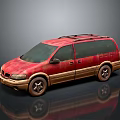 Vintage Red and Gold Minivan with Roof Rack and Classic Exterior Design