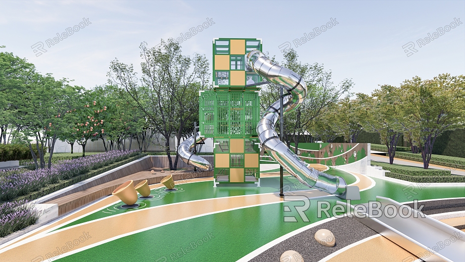 Modern children's play area children's activity area children's equipment height difference landscape slide community children's area model