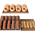 Modern Bread Food Beverage Food Bagel Biscuits 3d model