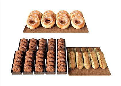 Modern Bread Food Beverage Food Bagel Biscuits 3d model