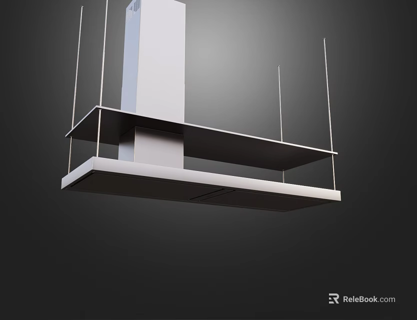 Modern Stainless Steel Kitchen Range Hood With Sleek Design And Vertical Structure 3d model 