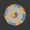 Traditional Musical Drum With Artistic Painted Patterns And Decorative Beaded Accents