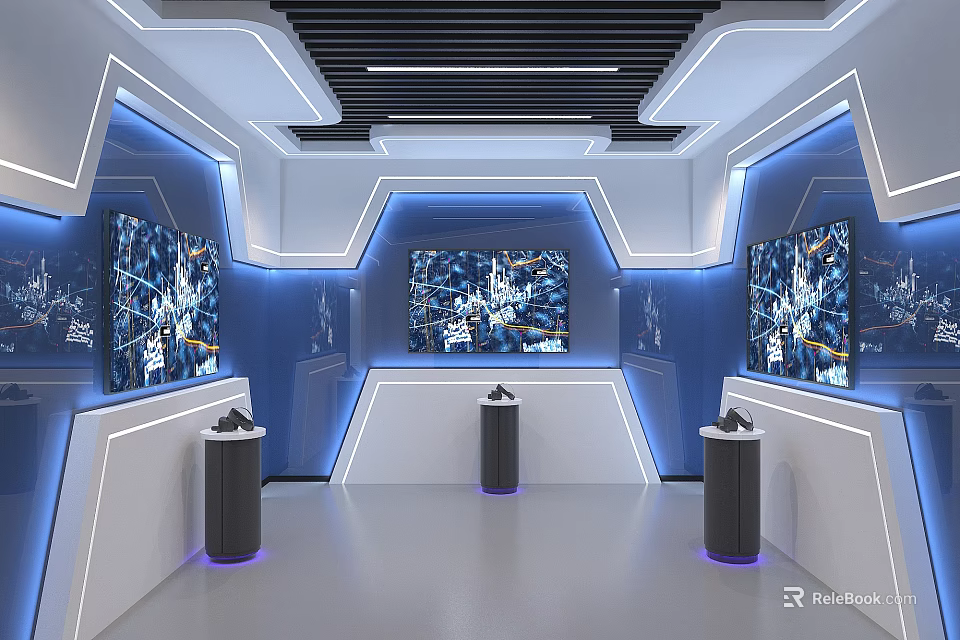 High Tech Lab Interior With Futuristic Design And Displays 3d model 
