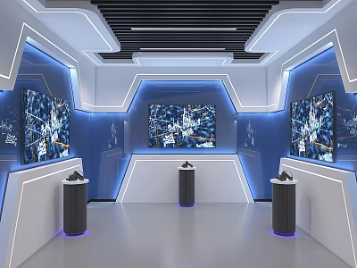 High Tech Lab Interior With Futuristic Design And Displays 3d model