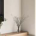 Modern Living And Dining Room Interior With Beige Sofa Arched Window And Decorative Painting
