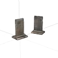 Two Weathered Stone Tablets With Pedestal Bases And Textured Surfaces