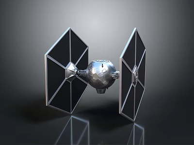 Space Starfighter Model Featuring Diamond Shaped Wings And Silver Cockpit 3d model