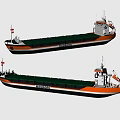 Two Cargo Ships With Green Decks And Distinct Hull Designs