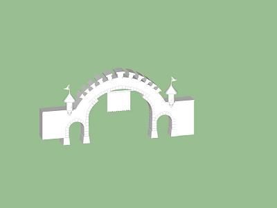 Medieval Style Arched Entrance Gate With Decorative Towers And Crenellations 3d model