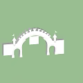 Medieval Style Arched Entrance Gate With Decorative Towers And Crenellations