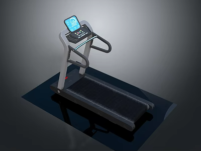 Modern Treadmill With Digital Display Screen Black Running Belt And White Frame 3d model