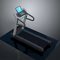Modern Treadmill With Digital Display Screen Black Running Belt And White Frame 3d model