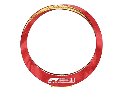 Red F1 Trophy With Gold Rim And Formula 1 Logo Design 3d model
