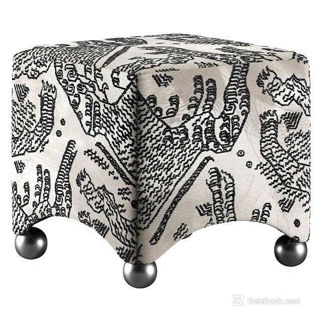 Modern Sofa And Coffee Table Set With Patterned Design And Silver Ball Feet 3d model