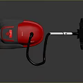 Red And Black Modern Vacuum Cleaner With Long Handle And Cleaning Head